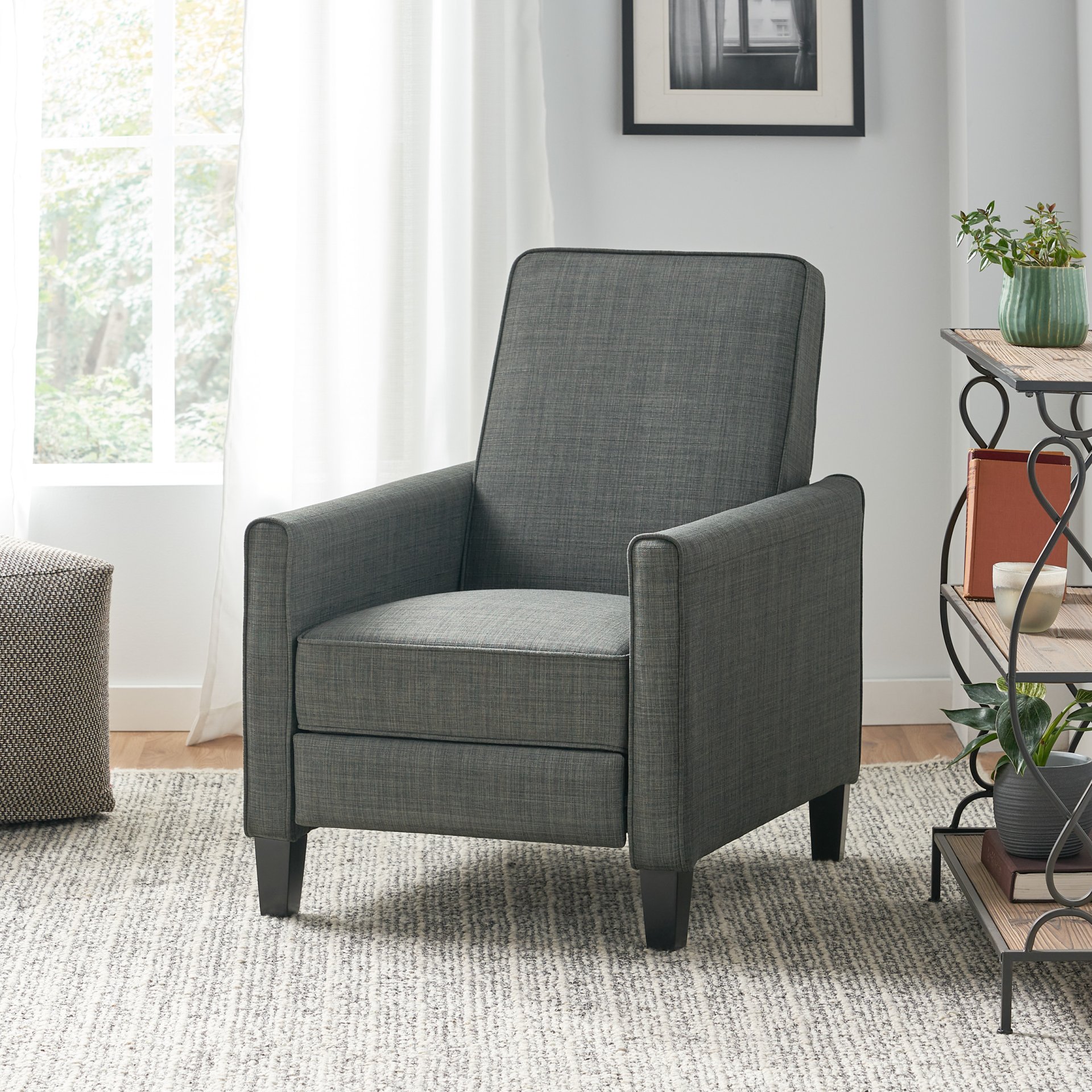 Linen Push Back Chair For Elegant Home - Dark Gray - Image 2