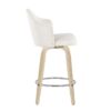 Ahoy - Mid-Century Modern Fixed Height Counter Stool With Natural Legs / Round Chrome Footrest (Set of 2) - Cream - Image 3
