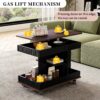 Adjustable End Table With Wheels, Modern Multifunctional Sofa Side Table With Lift Top, 360°Rotating Top And Storage Space For Living Room, Small Space - Black / Brown - Image 7