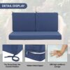 Outdoor Loveseat Cushion Set, Deep Seat Cushions For Patio Furniture, Waterproof Replacement Patio Chair Cushions (Set of 2), Double Seat - Navy Blue - Image 5