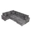 Sectional Sofa Pull-Out Sofa Bed Sleeper With A Storage Ottoman, Three Pillows And Charging Devices For Living Room - Gray - Image 16