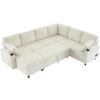 Sectional Sofa Versatile Sofa Bed Sofa Sleeper U - Shaped Sofa With Ample Storage Space, 2 Cup Holders And Charging Ports For Living Room - Beige - Image 17