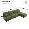 Oversized Deep Seat Sectional Sofa With Reversible Chaise, Loop Yarn Fabric 5 Seat Armless Indoor Furniture, Convertible L-Shaped Couch - Green - Image 18