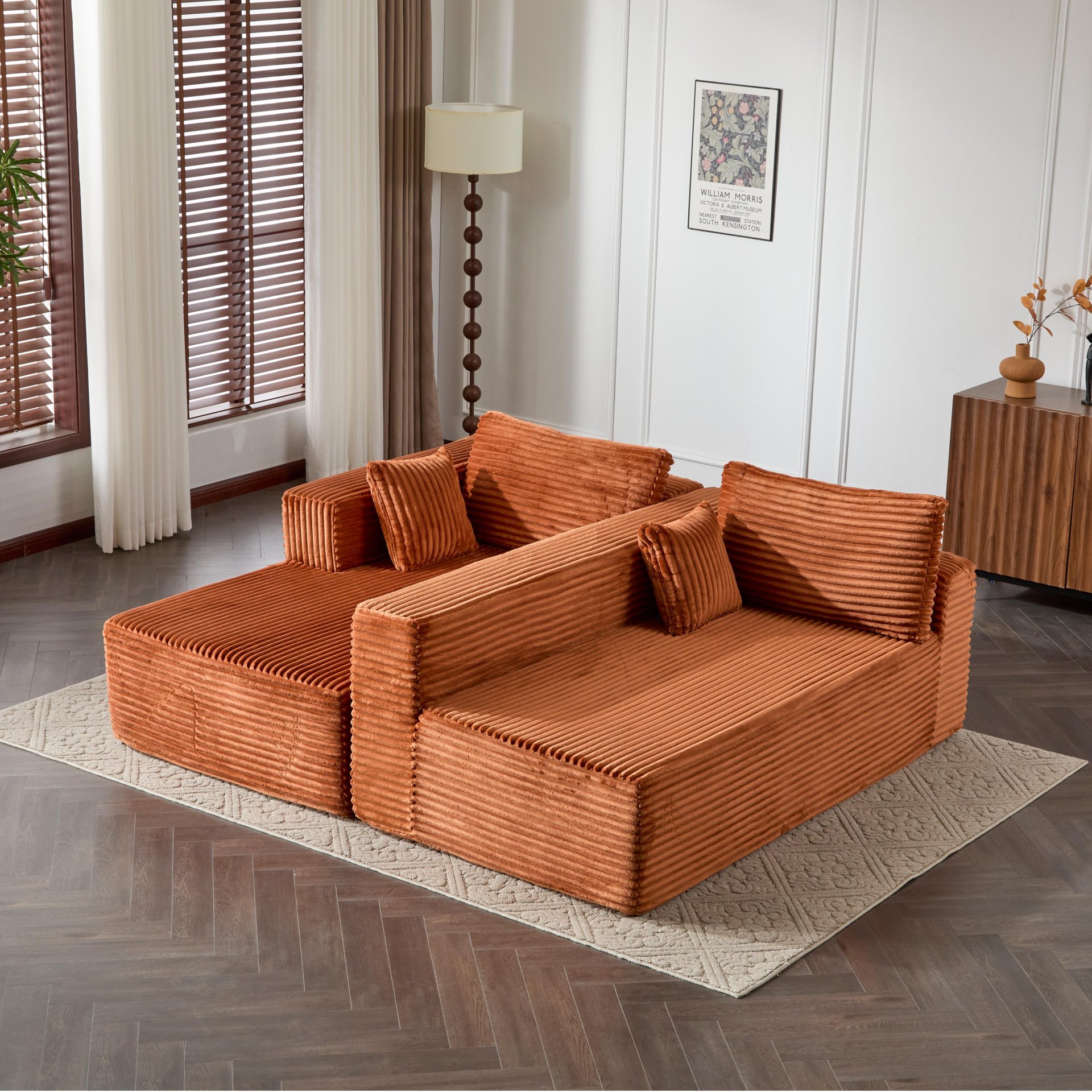 Compression Sectional Couch With Comfy Chaise, Boneless L Shape Sofa With Deep Seat, Minimalist Modular Couches Sleeper - Brown - Image 12