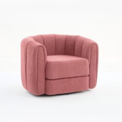 Swivel Accent Chair For Living Room, Sofa Chairs With Base Side, Comfy Swivel Accent Chair With Wide Upholstered, For Living Room - Pink Teddy