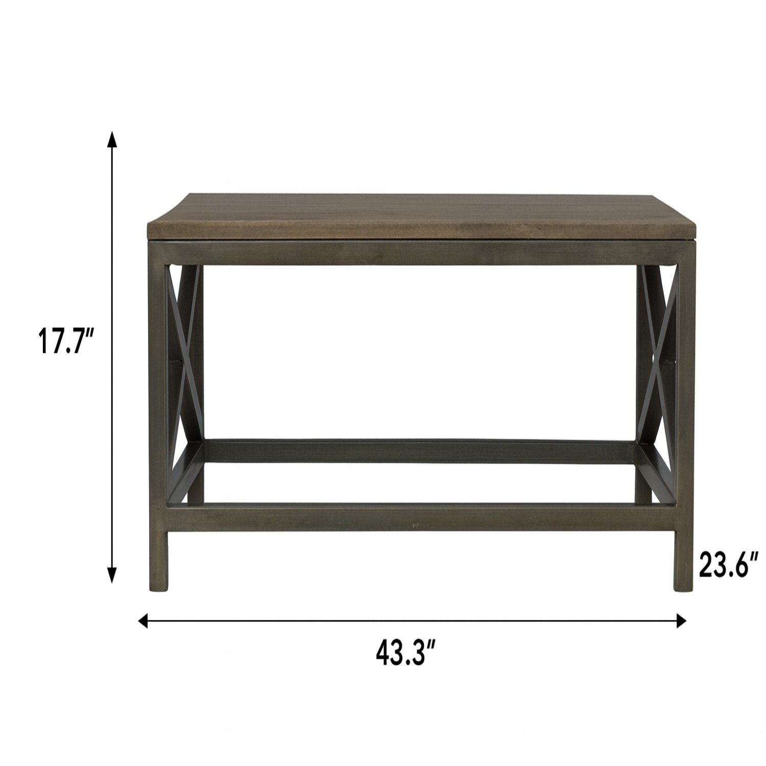 Industrial Cross Metal Coffee Table - Pewter - Image 3