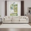 Mid Century Modern 3 Seater Sectional Sofa With Arm And Throw Pillows Light Corduroy - Beige - Image 4