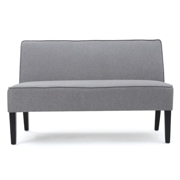 Contemporary Loveseat & Upholstered Fabric And Birch Wood Legs - Gray