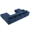Modular U Shaped Sectional With Ottomans, Luxury Cloud Floor Couch With Deep Seat Fully Compressed Upholstered Sofa - Navy - Image 7