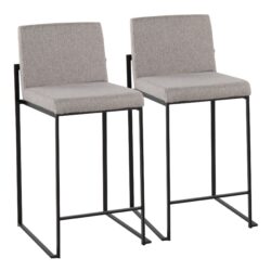 Fuji - Contemporary High Back Counter Stool (Set of 2) - Black / Gray