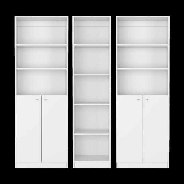 Levan - 3 Piece Living Room Set With 3 Bookcases, Spacious And Elegant Design - White