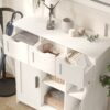 Storage Cabinets, Wooden Floor Cabinet, With Drawers And Shelves Storage Cabinets, Accent Cabinet For Living Room, Bedroom, Bathroom Furniture Home Decor - White - Image 7