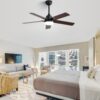 Modern Ceiling Fan With 3 Color Dimmable Light 5 Blades Remote Control Reversible Dc Motor For Bedroom - Black - Image 2