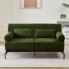 Modern Loveseat Sofa 2 Seater With USB Ports, Cylindrical Armrests - Green - Image 7