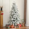 6Ft Unlit Artificial Christmas Tree With Snow Flocked Design And Stand, Full Appearance - White - Image 2