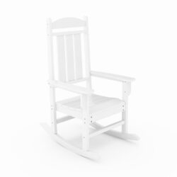 Traditional Porch Rocker Classic HDPE Poly Lumber For Porch, Patio, And Garden Comfort - White