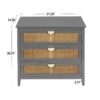 3 Drawer Cabinet Natural Rattan Suitable For Bedroom - Gray - Image 3