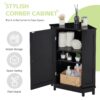 Bathroom Cabinet Triangle Corner Storage Cabinet With Adjustable Shelf Modern Style - Black - Image 5