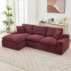 Cloud Sectional Sofa Upholstered Sofa Couch With Double-Layer Cushion And Side Pockets - Red - Image 10