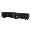 Modern TV Stand For TVs Up To 80", Entertainment Center With Glass Door, TV Storage Cabinet With Solid Wood Legs And Metal Handles For Living Room - Black - Image 14
