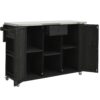 Outdoor Kitchen Island Fir Wood Kitchen Island With Stainless Steel Top, Ample Storage Space, Towel And Spice Racks And A Bottle Opener For Outdoor - Black - Image 15