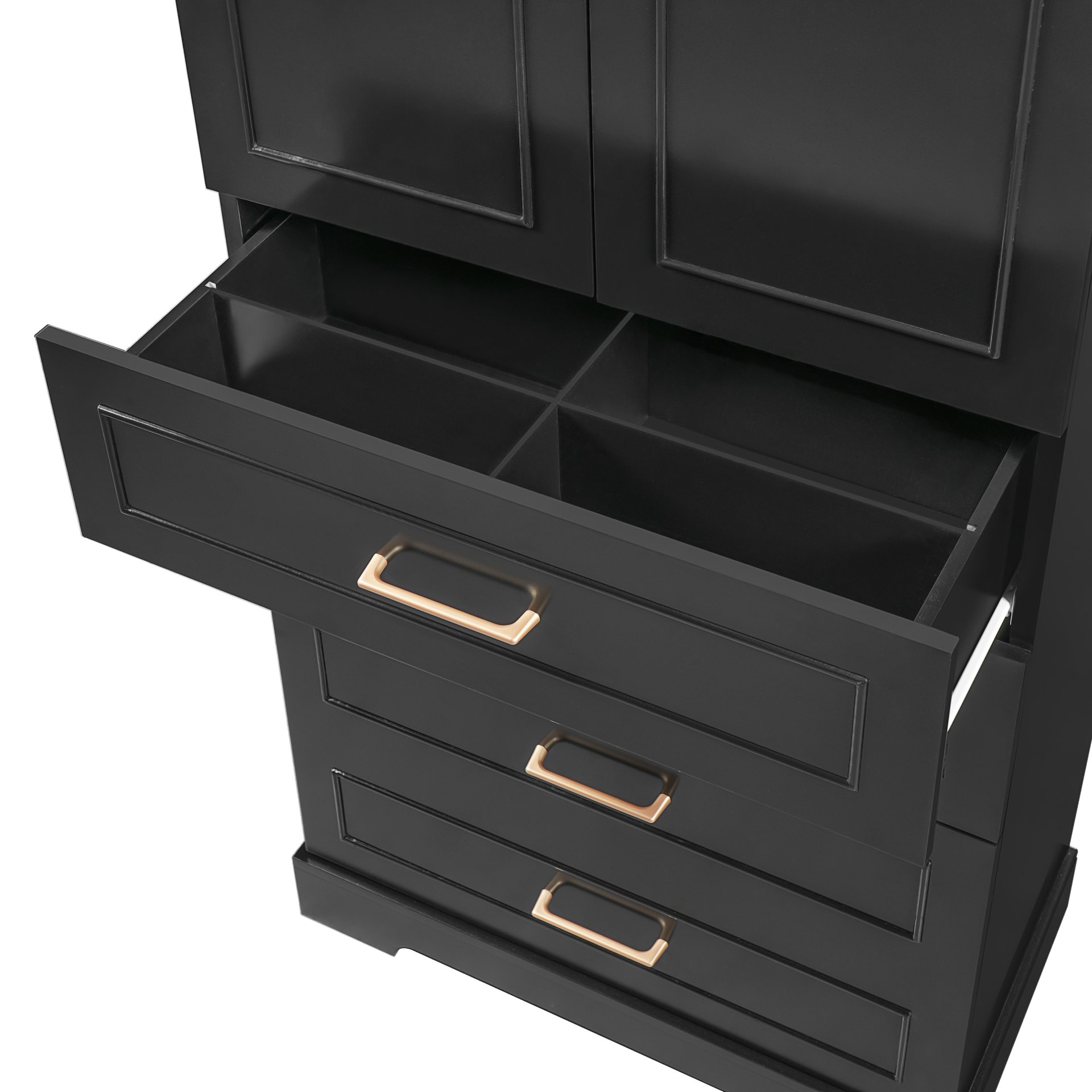 Bathroom Cabinet With 3 Drawers, Adjustable Shelf, Panels, Steel Handles, Soft Close Doors - Black - Image 19