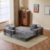 Floor Couch, Compression Sofa, Convertible Floor Sofa Bed & Pillow Back Support Armrest - Dark Gray - Image 12