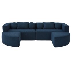 Boneless - Couch Modular Sectional Sofa With Deep Seating And Curved Design - Blue