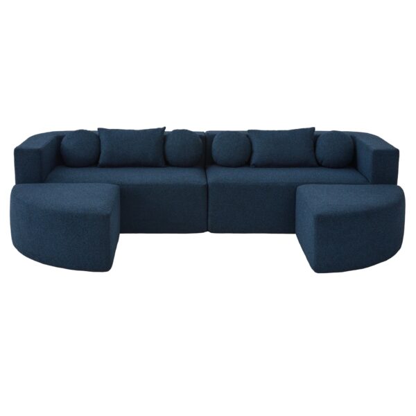 Boneless - Couch Modular Sectional Sofa With Deep Seating And Curved Design - Blue