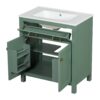 Bathroom Vanity With Ceramic Sink, Modern Single Bathroom Cabinet With 2 Doors And A Shelf, Soft Close Doors - Green - Image 11
