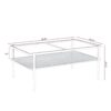 Rectangle Coffee Table With Tempered Glass Top And White Legs, Modern Table For Living Room - Gray - Image 3