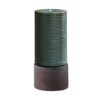 Tall Large Modern Cylinder Ribbed Tower Water Fountain With Rustic Base, Contemporary Antique Green Copper Outdoor Bird Feeder / Bath Cement Fountain - Antique Green - Image 2