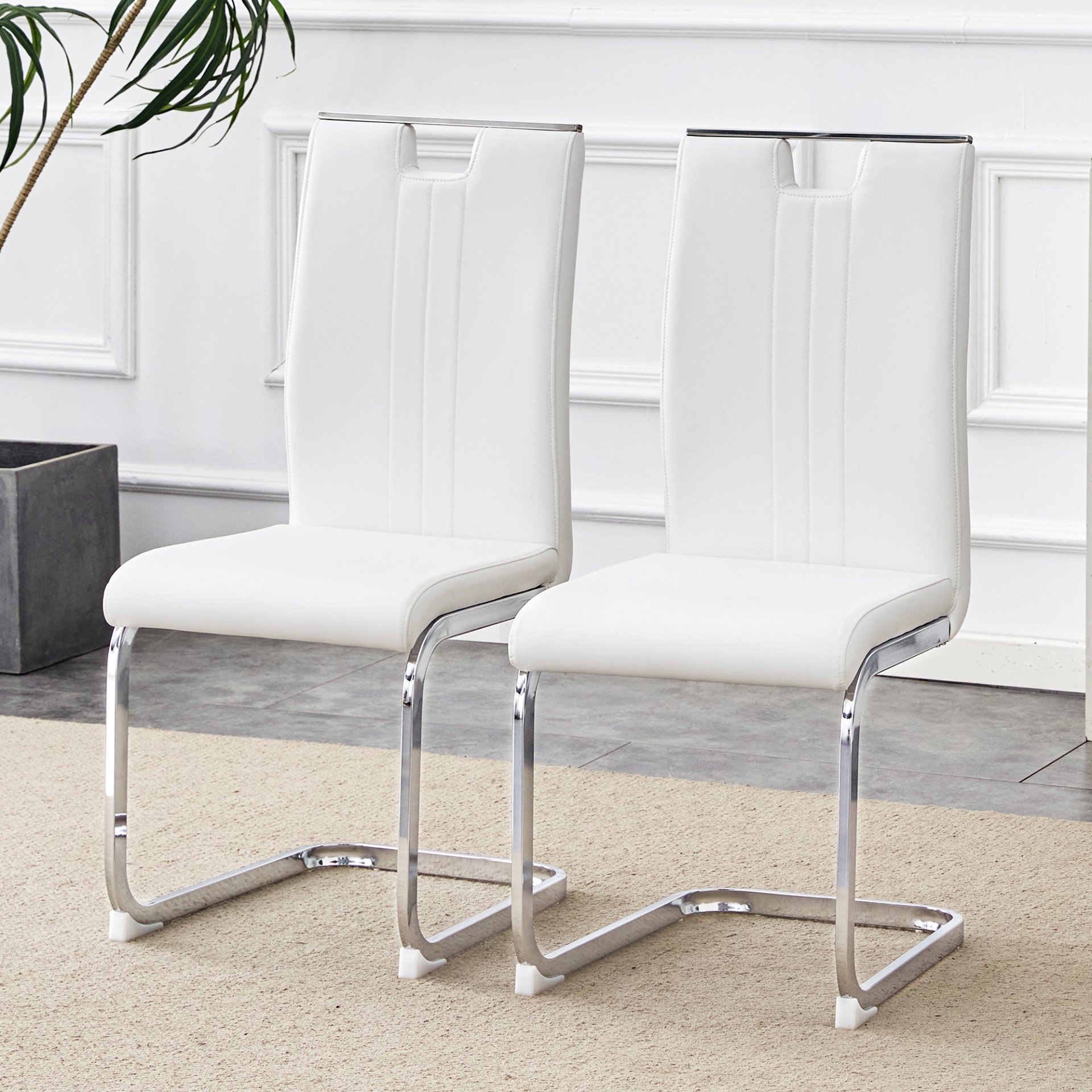 (Set of 4) Material Bow Shaped Chairs Adding Fashion To Minimalist And Contemporary Home Styles - White - Image 6