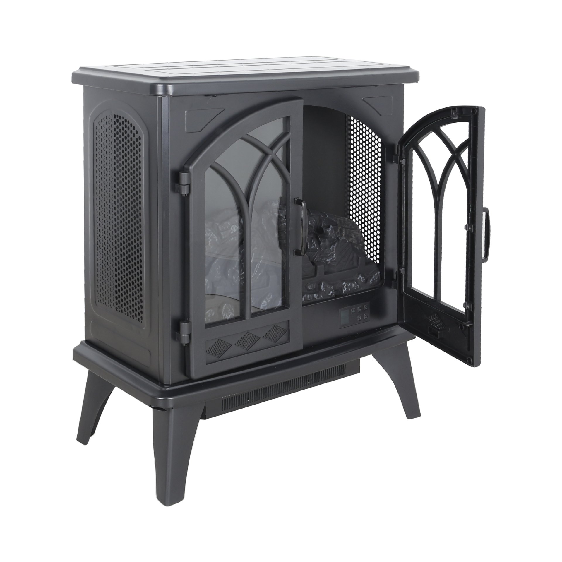 24" 3D Flame Electric Infrared Quartz Fireplace Stove With Remote Control - Antique Black - Image 7