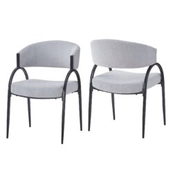 Modern Upholstered Dining Chairs With Metal Legs - Gray