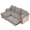 Pull Out Sleeper Sofa L-Shaped Couch Convertible Sofa Bed With Storage Chaise, Storage Racks And USB Ports - Light Brown - Image 18