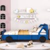 Full Size Car-Shaped Platform Bed & Wheels - Blue - Image 8