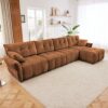 Modular 4 Seater Sofa With Ottoman, Configurable Frame In Premium, High Resilience Cushions - Burnt Orange - Image 12