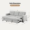 Lucca - Linen Reversible Sleeper Sectional Sofa With Storage Chaise - Light Gray - Image 14