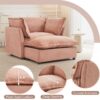 Modern Cozy Upholstered Armchair Sofa With Movable Ottoman, Wide Seat And Curved Armrests - Pink - Image 6