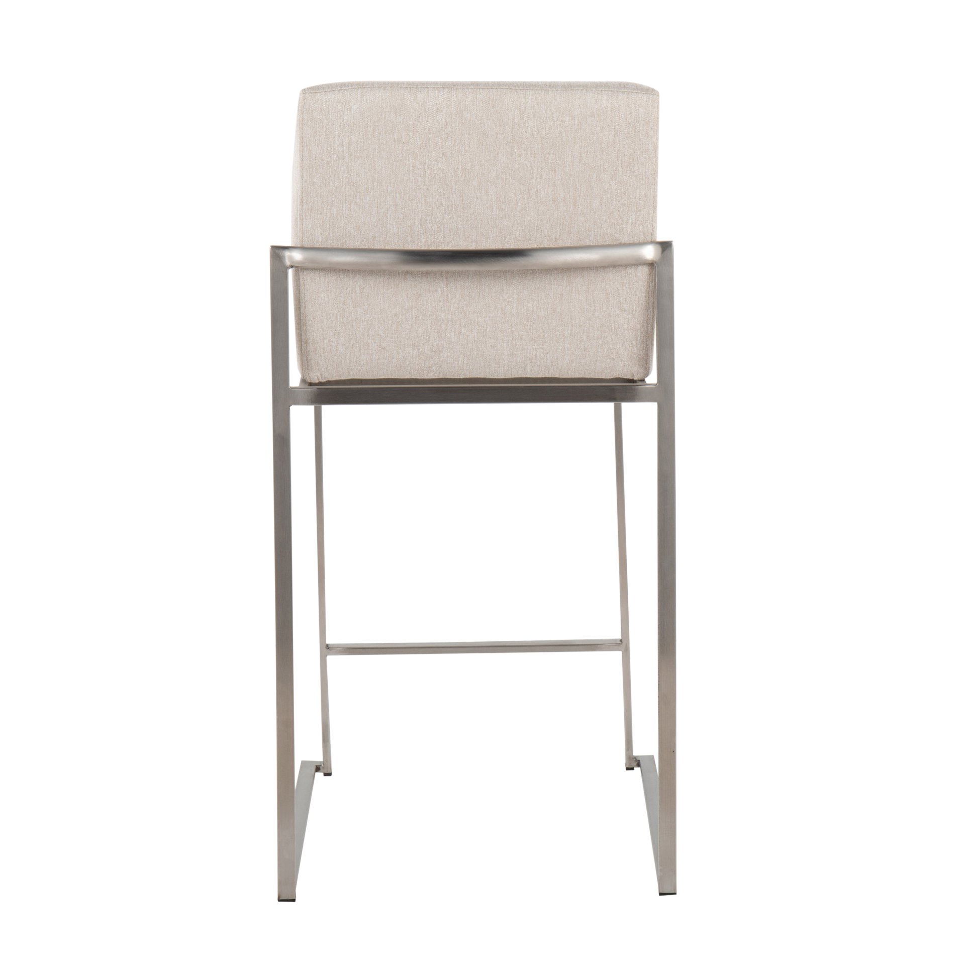 Fuji - Contemporary High Back Counter Stool (Set of 3) - Beige - Image 5