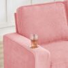 Modern Snowfleece Fabric 3 Seater Sofa With Cup Holders For Living Room Bedroom Office - Pink - Image 9