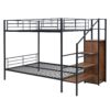 Full Over Full Bunk Bed With Lateral Storage Ladder And Wardrobe - Black - Image 2