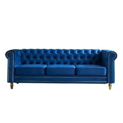 Chesterfield - Velvet Sofa 84.65" For Living Room - Blue