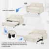 Pull Out Sofa Bed Convertible Couch 2 Seat Loveseat Sofa Modern Sleeper Sofa With 2 Throw Pillows And USB Ports For Living Room - Beige - Image 5