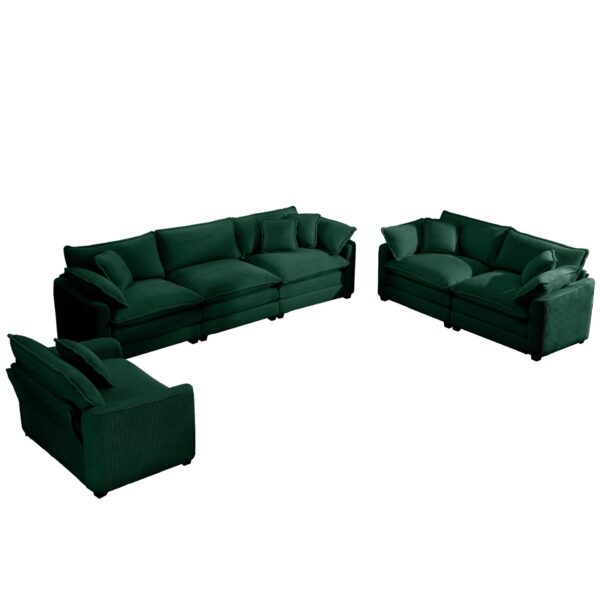 Elegant Corduroy Oversized 3 Piece Sectional Sofa Set With Deep Seats And Flexible Layout - Green