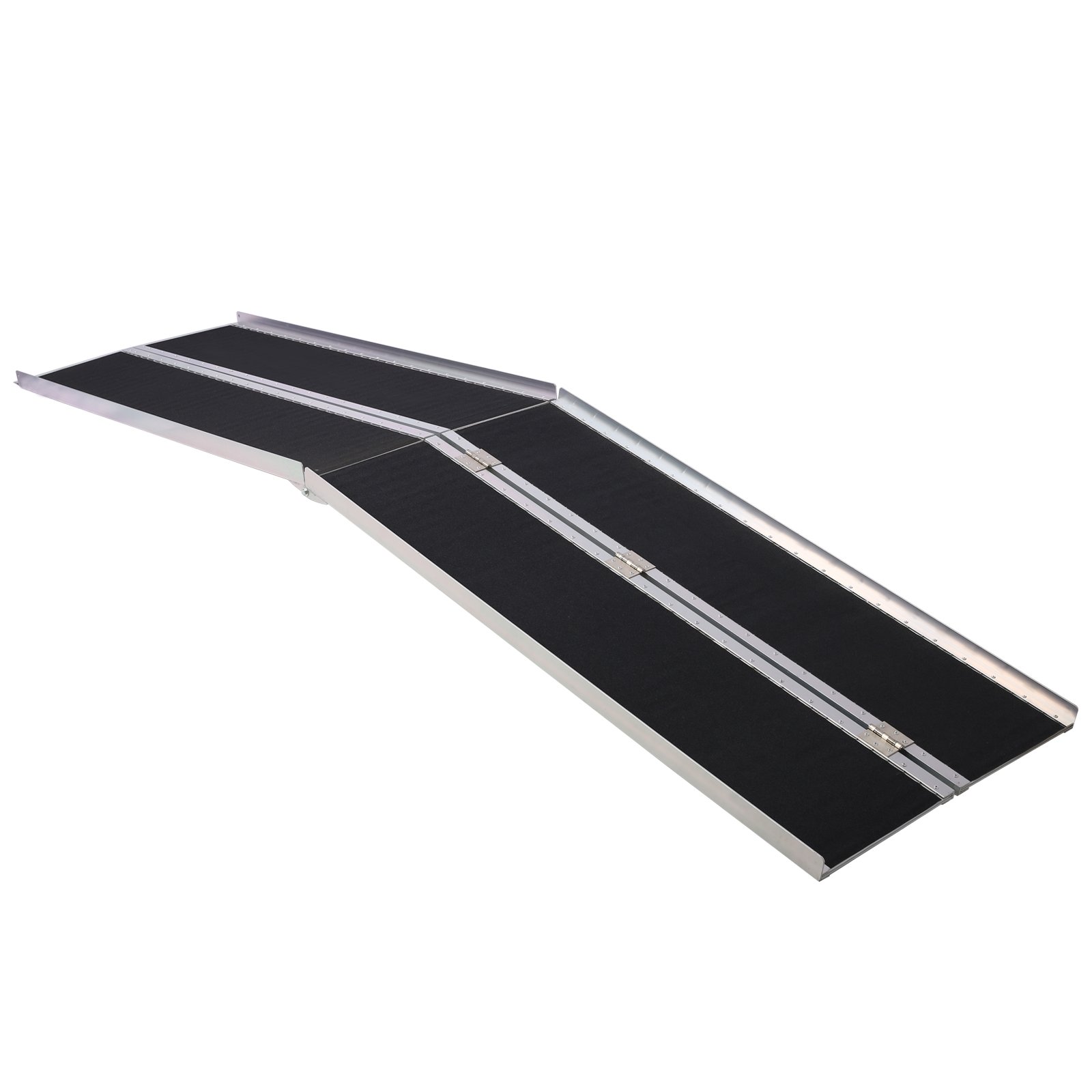 Portable Foldable 8Ft Wheelchair Ramp Non Skid Aluminium 600Lb Capacity 2 Piece Design - Silver - Image 3