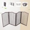 Pet Gate Dog Gate For Doorways, Stairs Or House Freestanding Folding - Dark Brown - Image 5