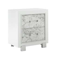 Skye - Marble Nightstand - White