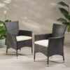Clementine - Outdoor Wicker Dining Chairs Set With Water Resistant Cushions (Set of 2) - Brown Multi - Image 4